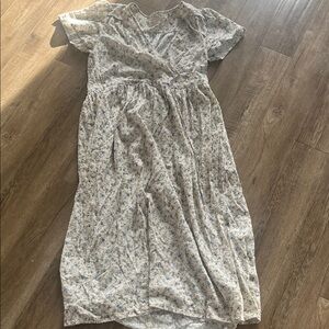 Christy Dawn Floral Midi Dress in Cream and Blue